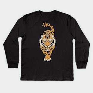 Japanese Tiger Black Kids Long Sleeve T-Shirt